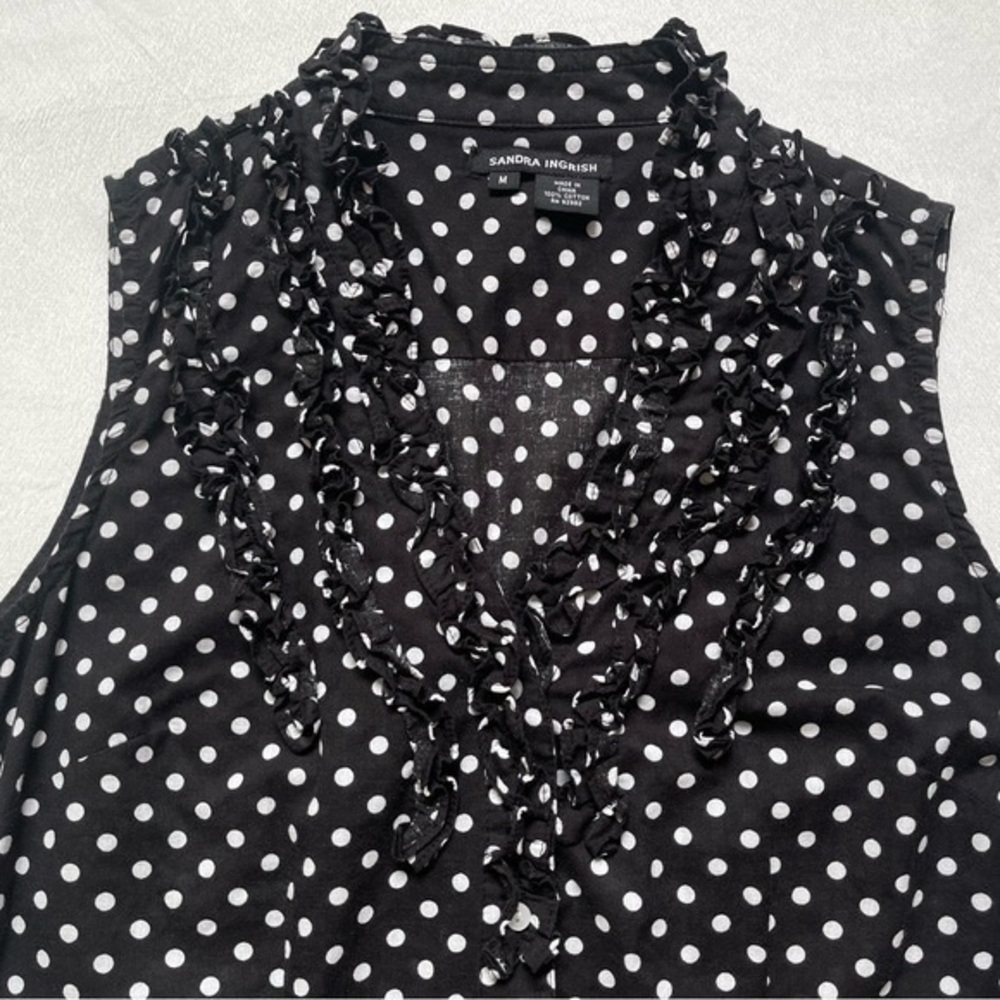 Sandra Ingrish Black and White Polka Dot Blouse